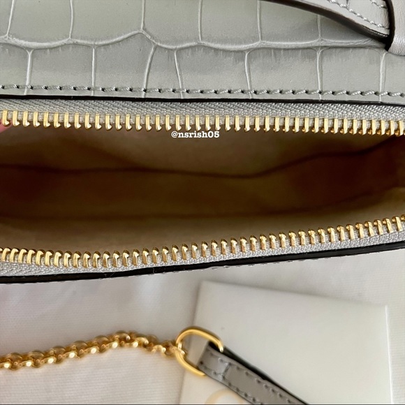 ☀️NWT☀️Chloé Mini C Vanity Bag Croc Embossed Gray - Picture 14 of 16